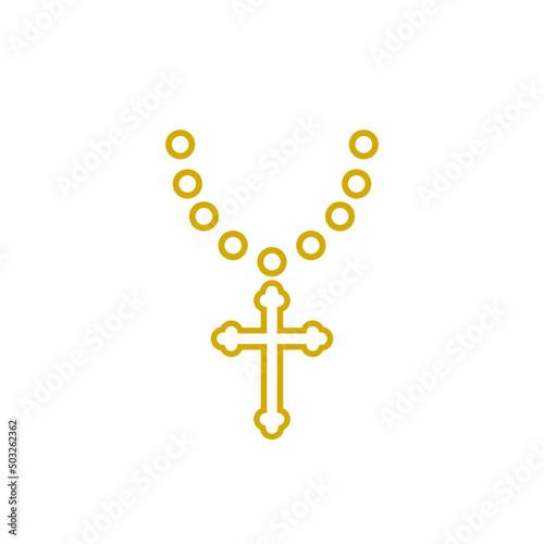 Christian cross on chain icon isolated on white background