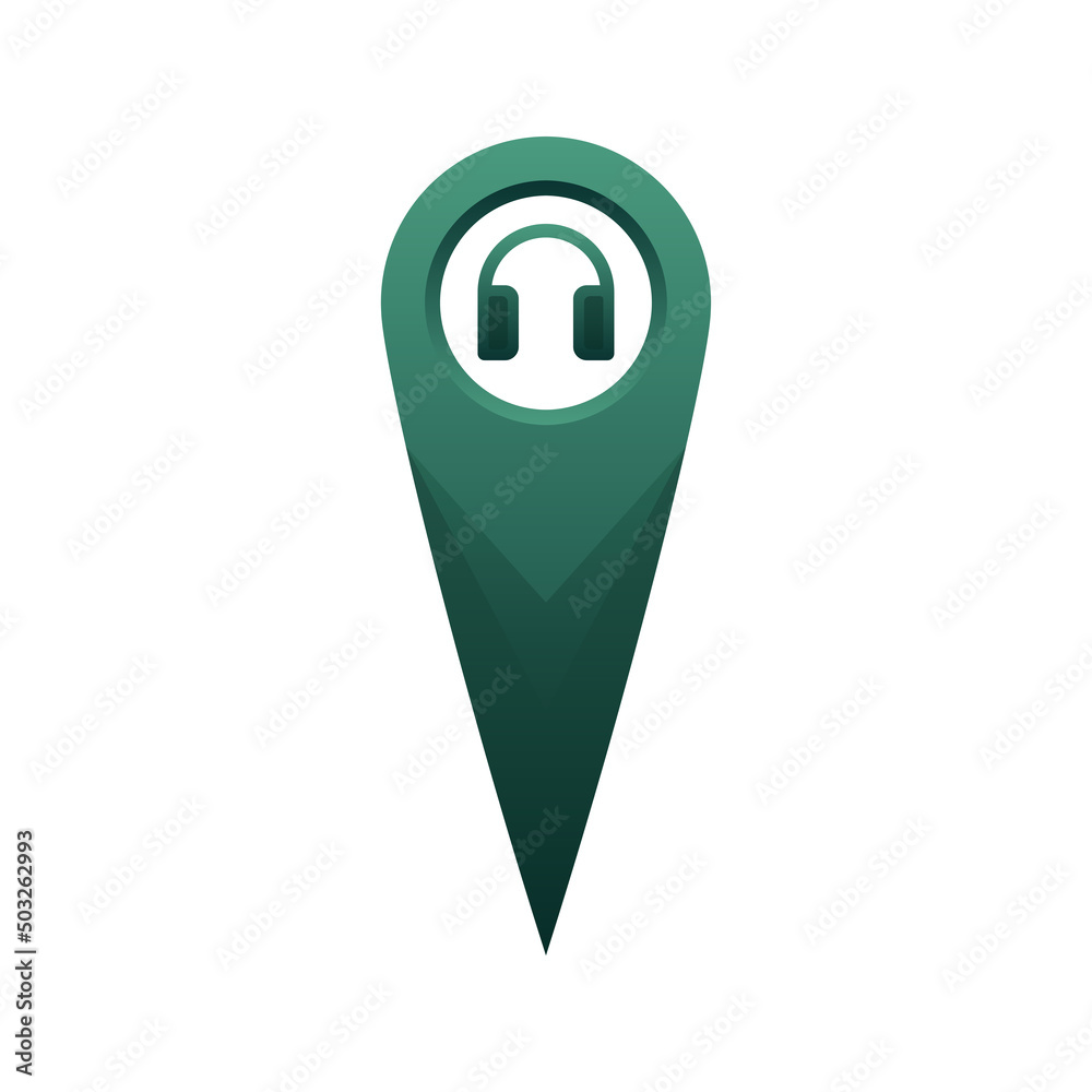 headphone location gradient logo design template icon