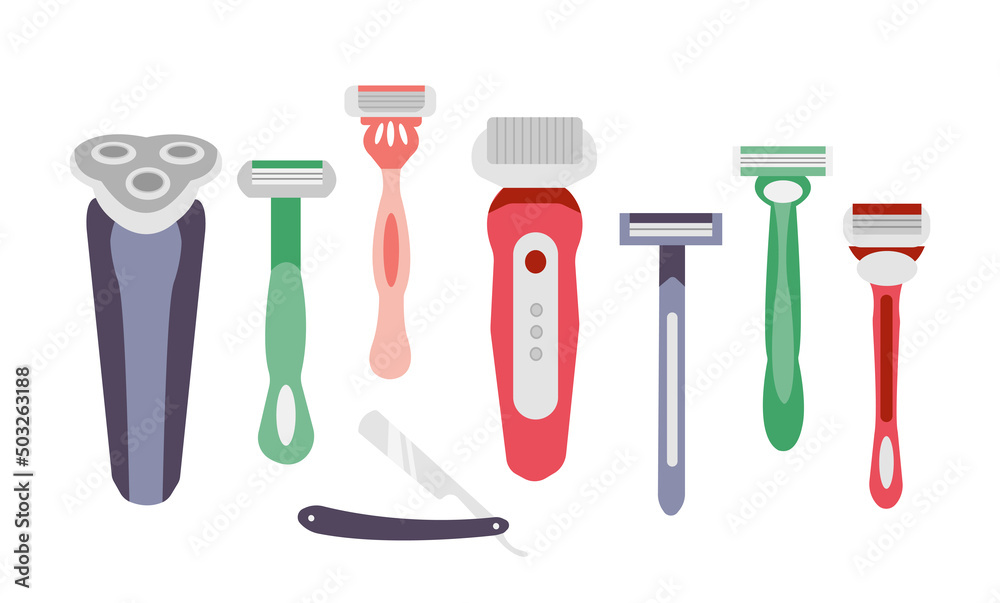 Set of blade razor on white background. Vector illustration hygiene skin for men and women in flat style. Set of blade razor on white background. Vector illustration hygiene skin for men and women in flat style.