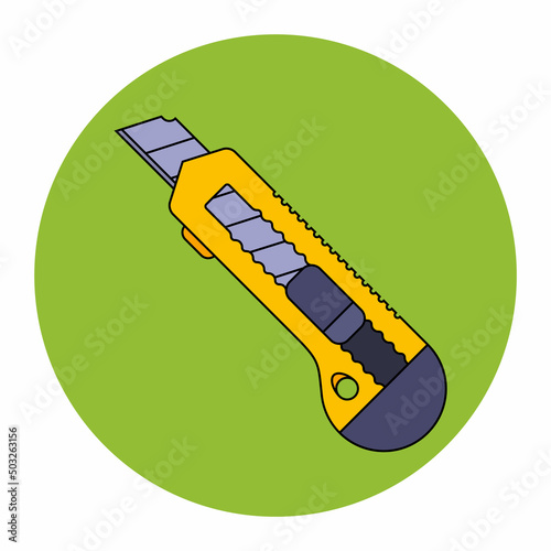 icon yellow stationery cutter for cutting paper and cardboard. flat vector illustration.