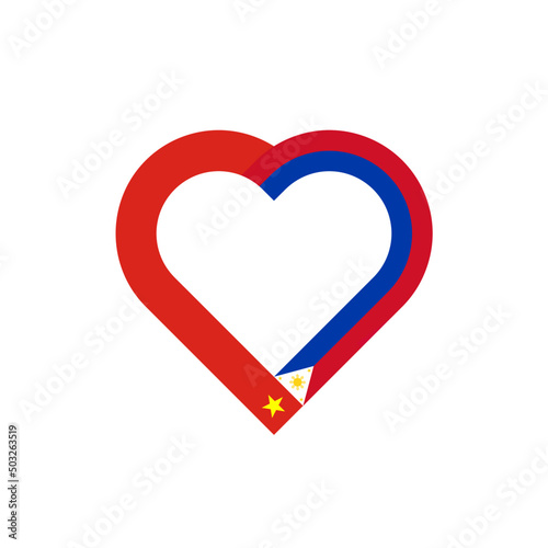 unity concept. heart ribbon icon of vietnam and philippines flags. vector illustration isolated on white background