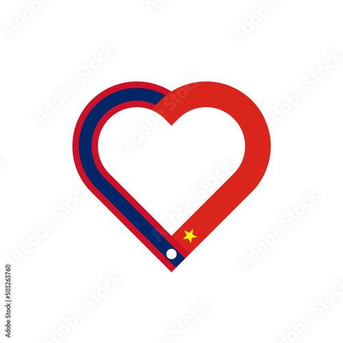 unity concept. heart ribbon icon of laos and vietnam flags. vector illustration isolated on white background