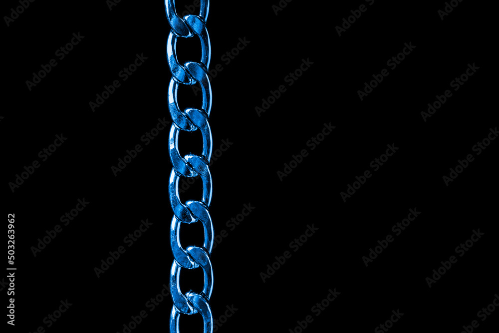 blue chain links on black background blue chain links on black background