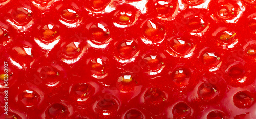 red strawberries close-up, macro photo