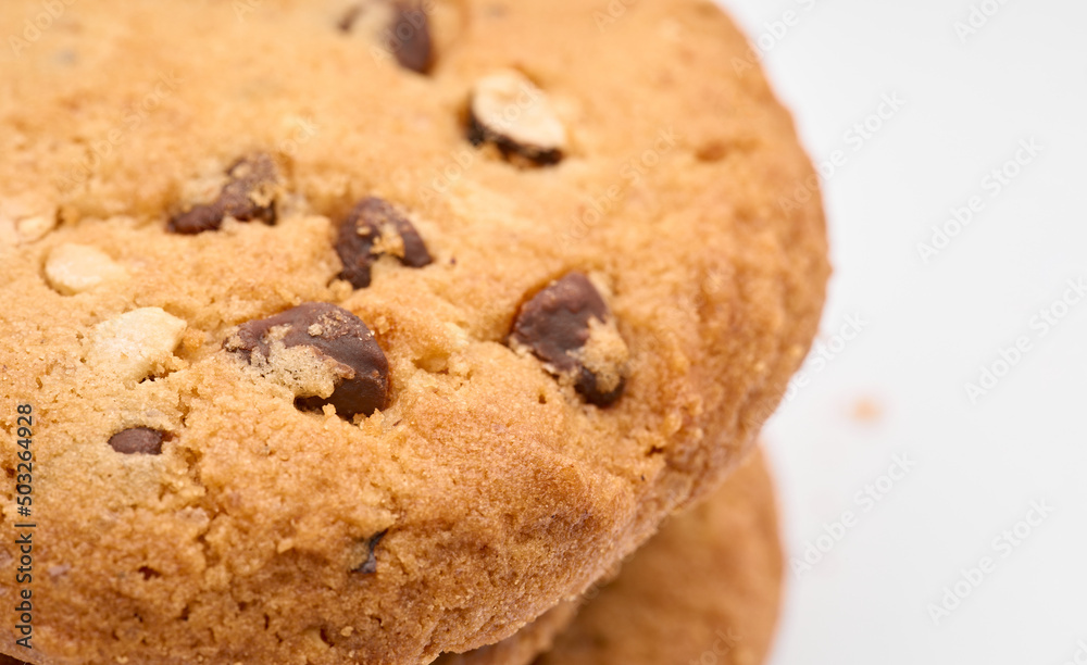Homemade chocolate cookies on white background. Dessert. Homemade chocolate cookies on white background. Dessert.