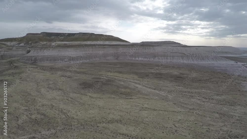 Western Kazakhstan, Mangistau. Ustyurt Plateau. The slope of Mount Tuzbair. Western Kazakhstan, Mangistau. Ustyurt Plateau. The slope of Mount Tuzbair.