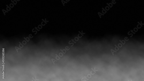 Fog effect on black background for video editing. Slow horizontal scrolling. Infinite repeat loop