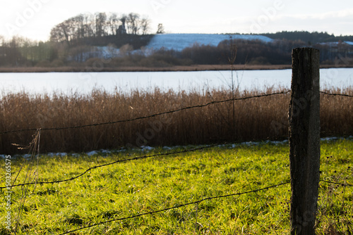 Ebersberg, Germany-March 10,2022 : The Egglburger see (lake) in winter, a destination near Ebersberg, Upper Bavaria. photo