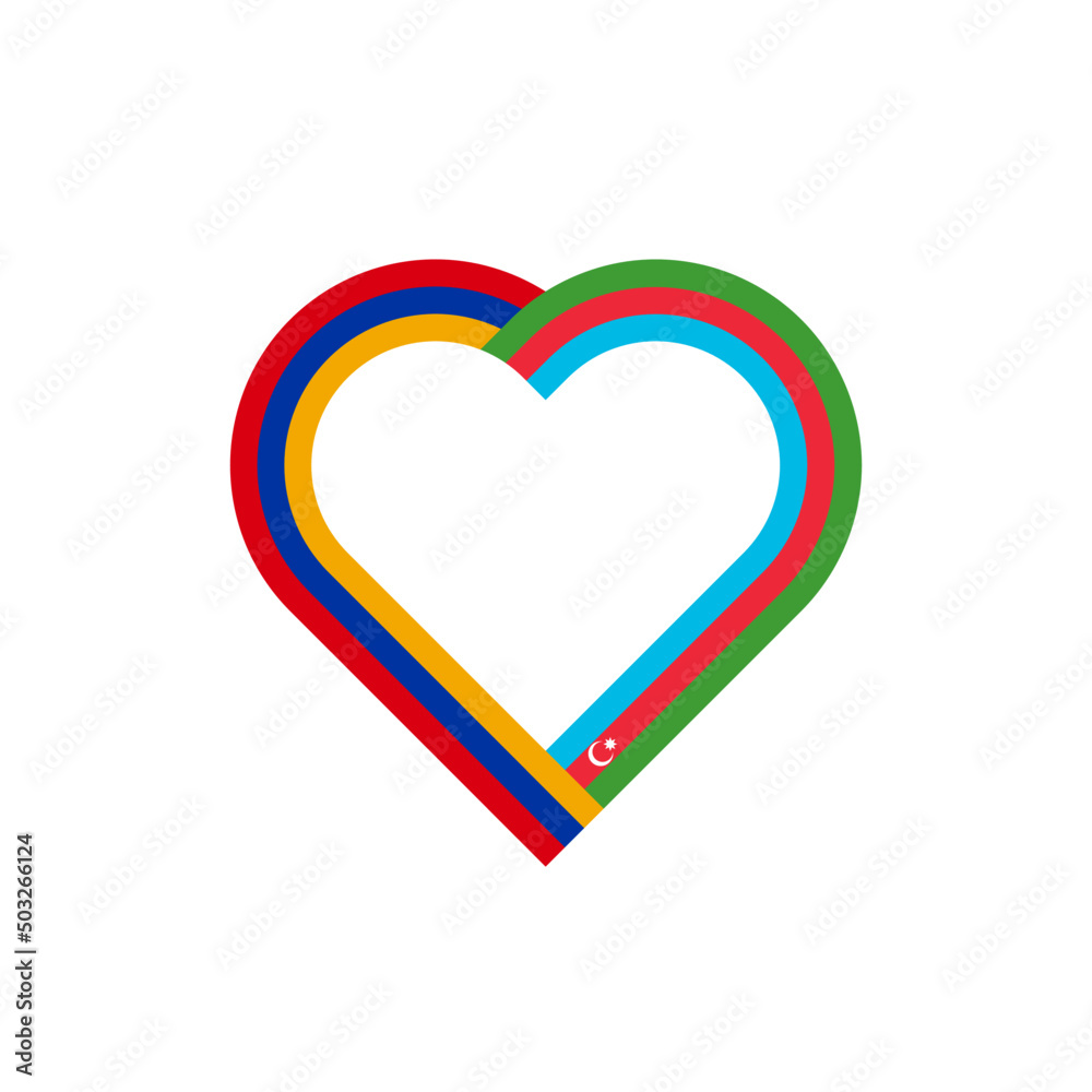 unity concept. heart ribbon icon of armenia and azerbaijan flags. vector illustration isolated on white background unity concept. heart ribbon icon of armenia and azerbaijan flags. vector illustration isolated on white background