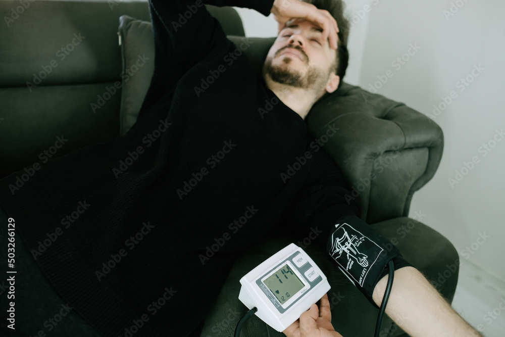 Faint. the young man suffers from low blood pressure and suffers from