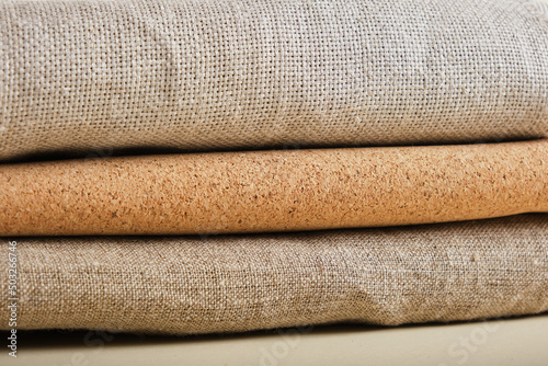 a stack of fabric for making shoppers from natural materials