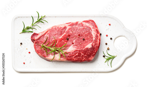 Fotografia Raw fresh meat Ribeye steak entrecote of Black Angus Prime meat