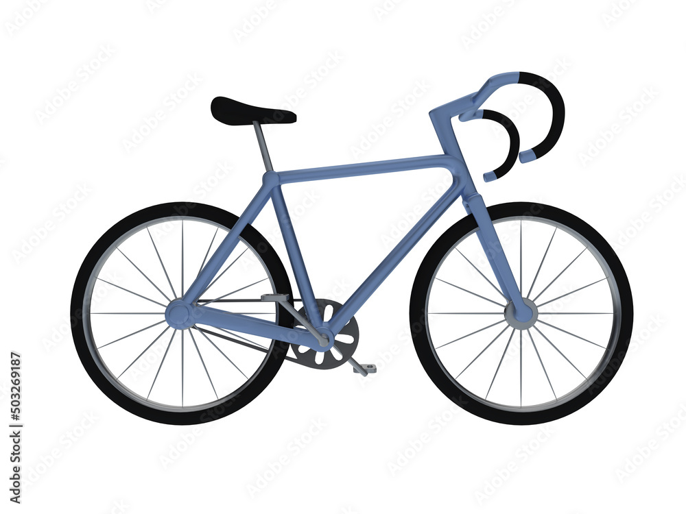 Blue bicycle isolated on white background