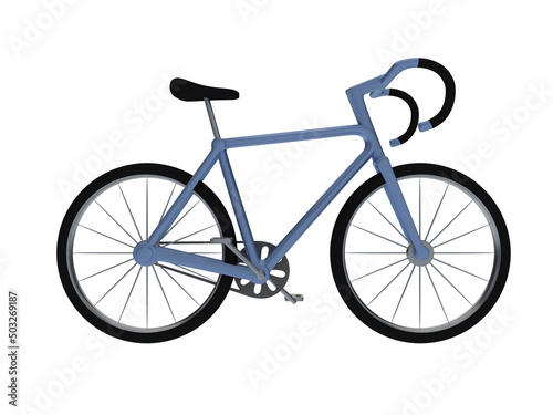 Blue bicycle isolated on white background
