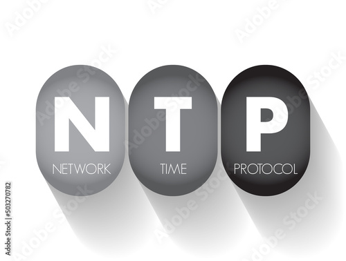 NTP Network Time Protocol - networking protocol for clock synchronization between computer systems over packet-switched, variable-latency data networks, acronym text concept background