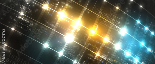 Quantum processing. Deep learning artificial intelligence. Future new technology  for business or science presentation