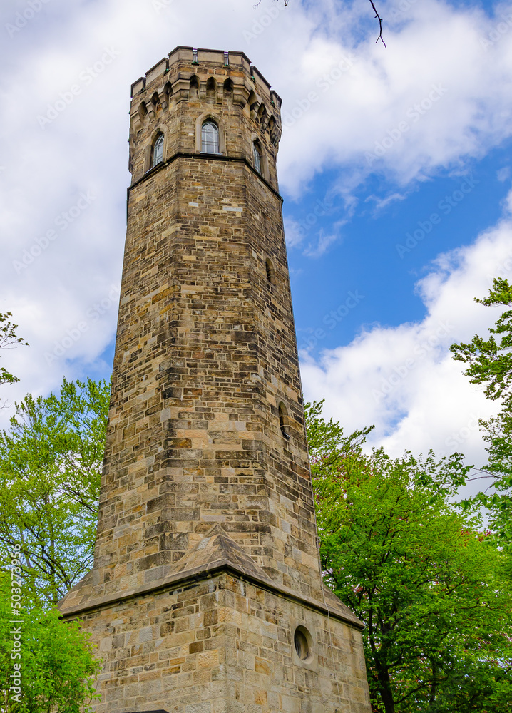 Hohensyburg tower and blue cloudy sky 