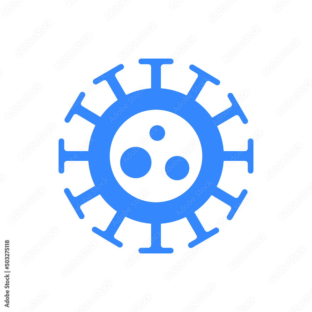 Virus, bug, bacteria icon. Blue vector design.