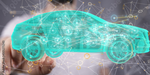 Autonomous car with HUD gra...