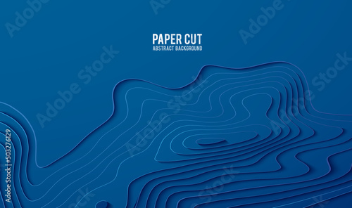 Paper cut banner concept. Paper carve blue gradient for card poster brochure flyer design in blue colors. 3d abstract background