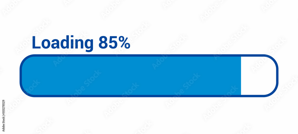 Obraz premium progress loading bar 85 percent (85%) on white background