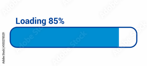 progress loading bar 85 percent (85%) on white background
