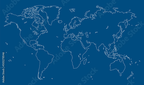 black plane map of the world on white background
