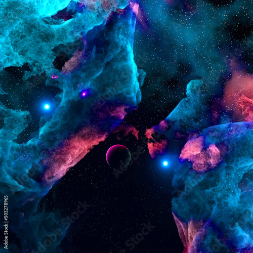 Fototapeta Naklejka Na Ścianę i Meble -  Deep space planets background. 3D rendering.