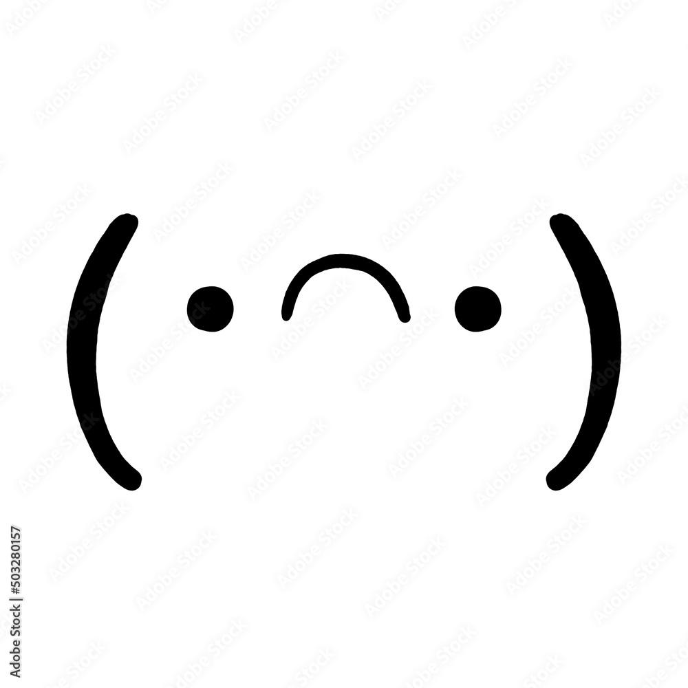 Drawn by hand kaomoji / text japanese emoji. Inverted smile / sad Drawn by hand kaomoji / text japanese emoji. Inverted smile / sad