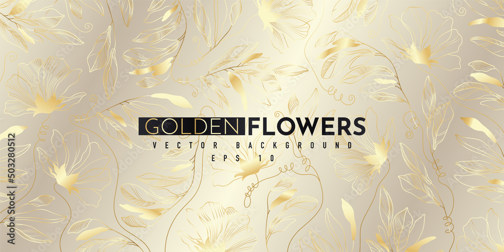Golden floral abstract pattern. Luxurious golden linear ornament. Premium design for wallpapers, silk textiles and jewelry. Vector illustration.
