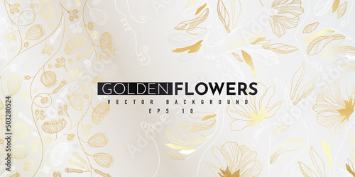 Golden floral abstract pattern. Luxurious golden linear ornament. Premium design for wallpapers, silk textiles and jewelry. Vector illustration.
