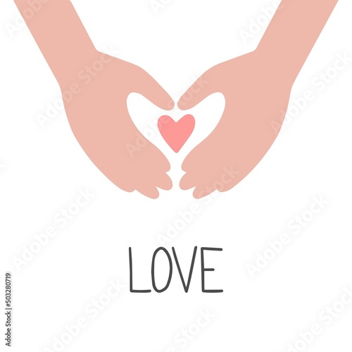 Hands with a heart, mother care and pregnancy.