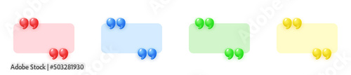 3d quote realistic render design in cute cartoon style volumetric icons of quotation marks. Innovative Quote speech bubble template. Modern Minimal 3d render cartoon design quotation bubble message
