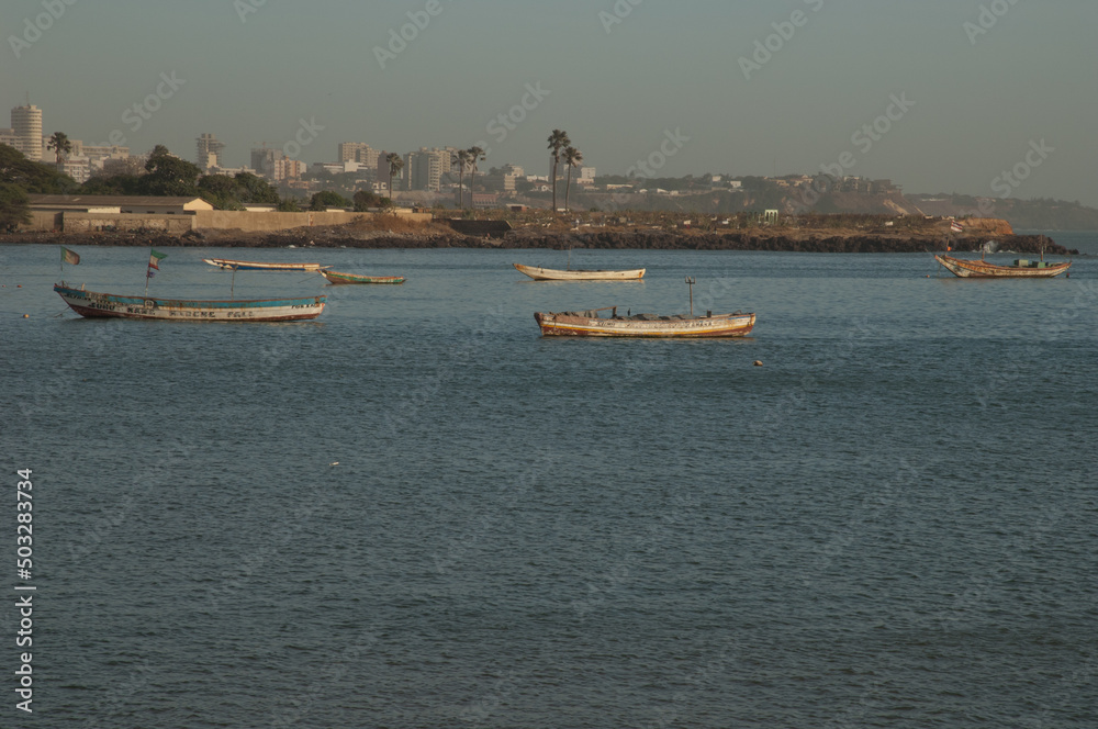 Fishing boats in the coast of Dakar. Senegal.