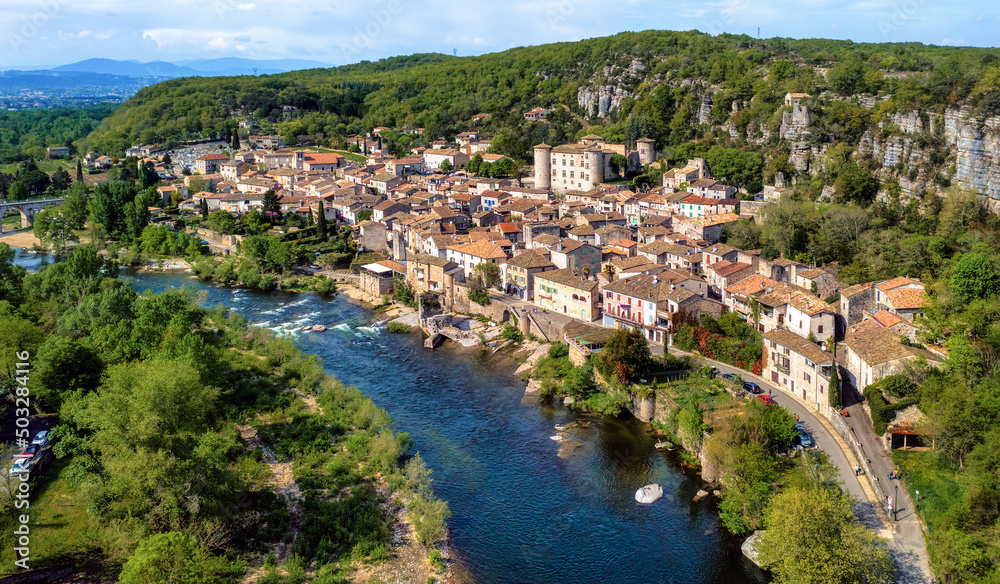 Vogue village on Ardeche river, France