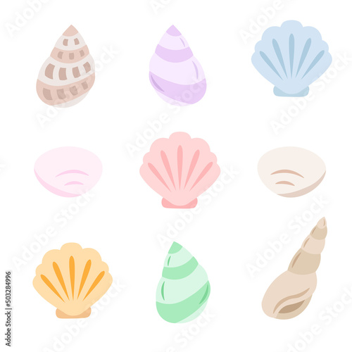 貝殻のイラストのバリエーションセット photo