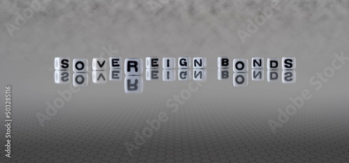 Bilde på lerret sovereign bonds word or concept represented by black and white letter cubes on a