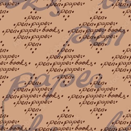 Pen, Paper and Books Typography Seamless Surface Pattern Design
