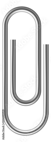 Pin paper clip. Realistic metal glossy fastener, document sheets paperclip, steel twisted wire for fixation documents, school and office stationery isolated element, vector 3d illustration,