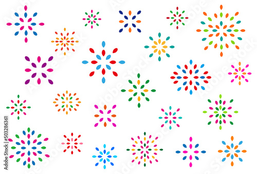 花火 花 オブジェ 模様 幾何学 シルエット RGBカラー