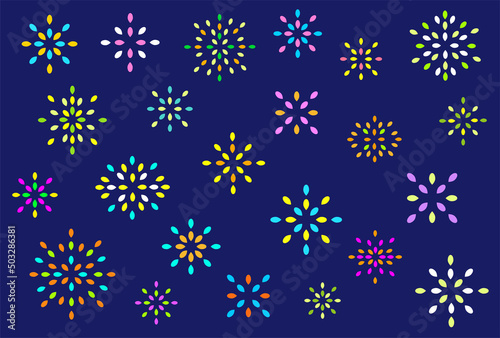 花火 花 オブジェ 模様 幾何学 シルエット RGBカラー