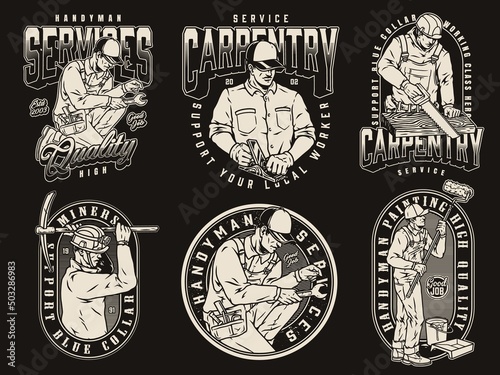 Carpentry and repair service patches set