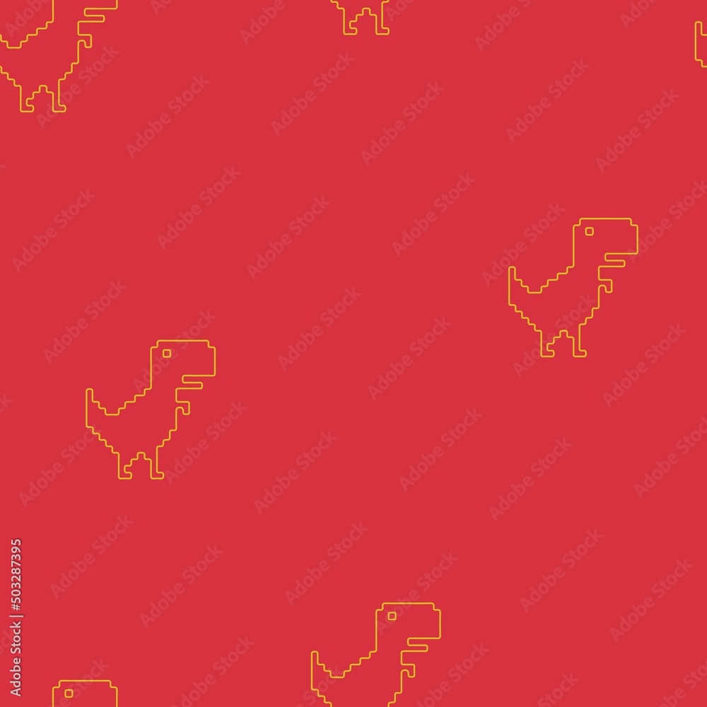 seamless pattern of dinosaurs with pixels in summer colors seamless pattern of dinosaurs with pixels in summer colors