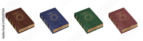 Illustration set of cute old books