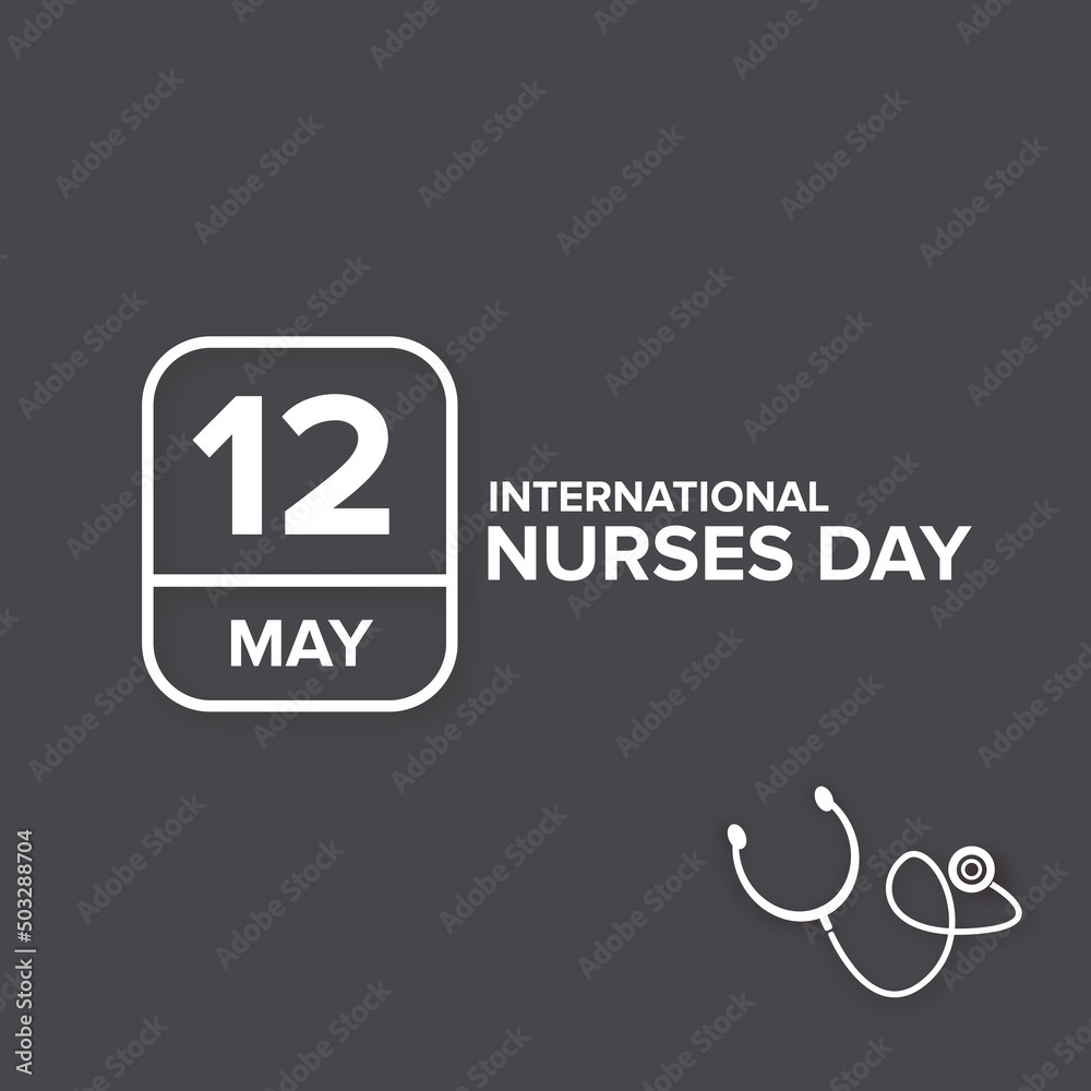 International nurses day vector banner or poster with stethoscope isolated on stylish grey background. vector 12 May Happy nurses day icon or sign design template International nurses day vector banner or poster with stethoscope isolated on stylish grey background. vector 12 May Happy nurses day icon or sign design template