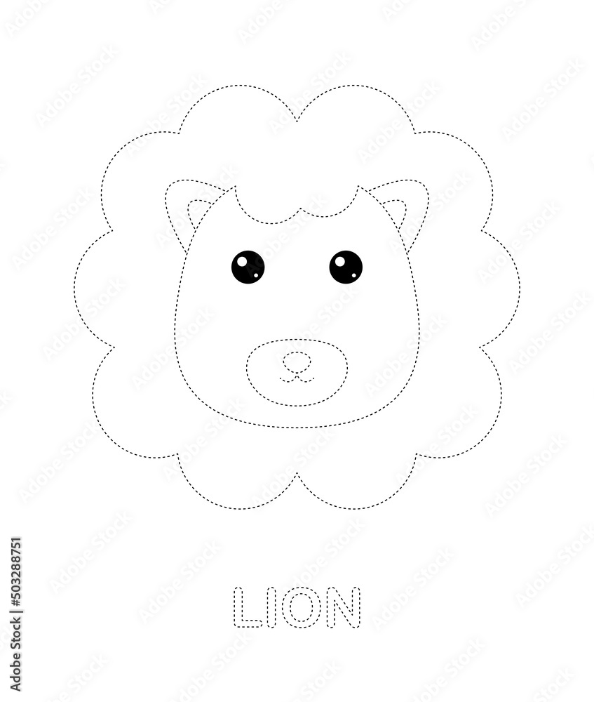 Lion tracing worksheet for kids Lion tracing worksheet for kids