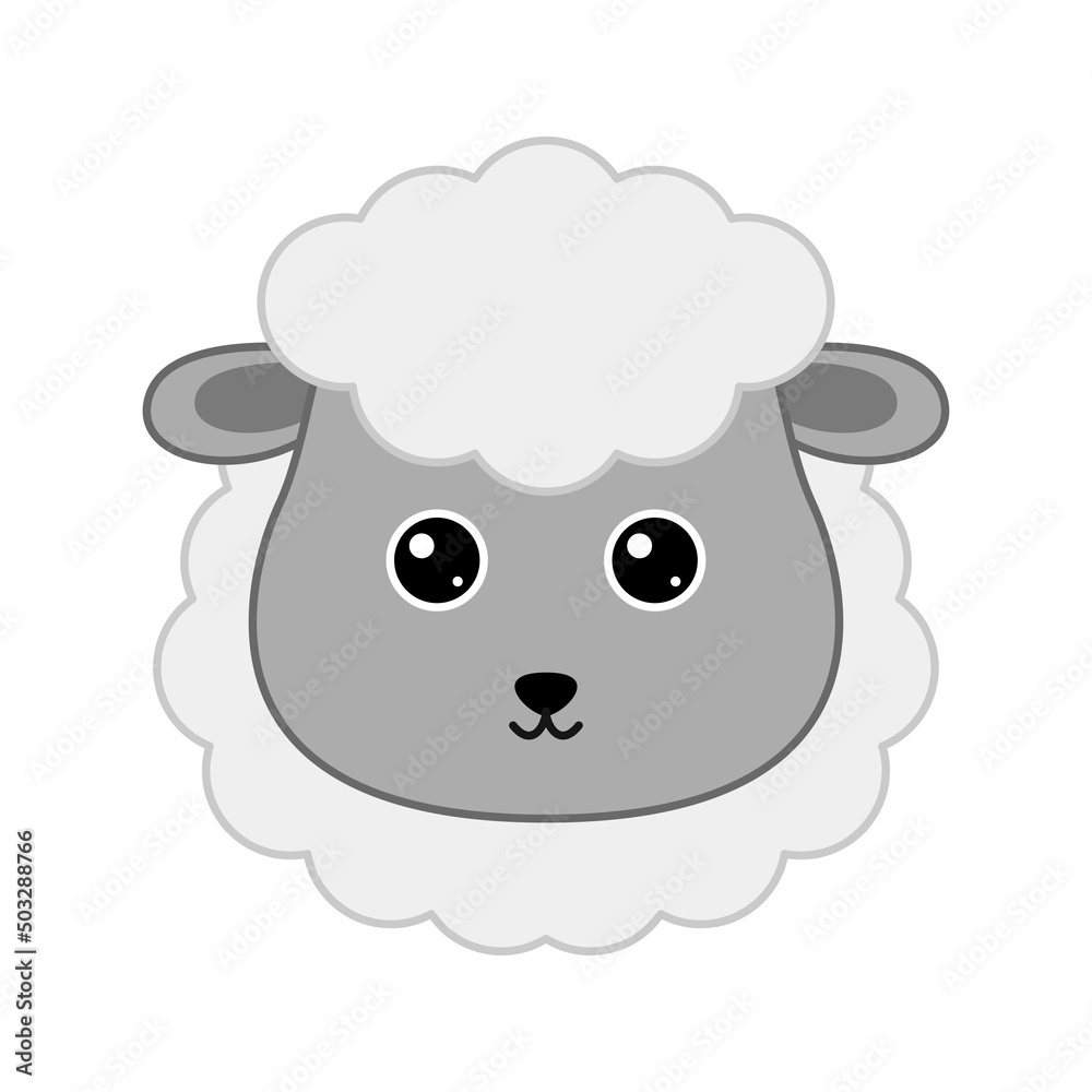 Cute Sheep face isolated on white background Cute Sheep face isolated on white background