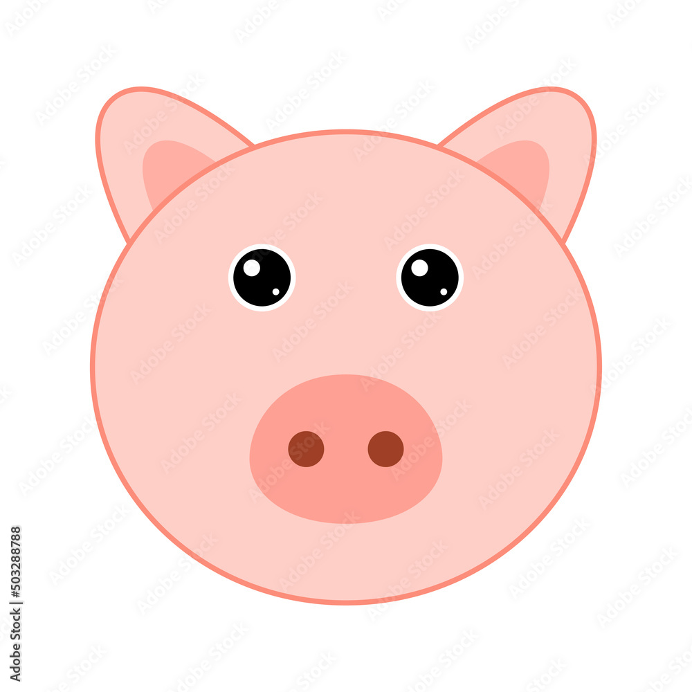 Cute Pig face isolated on white background