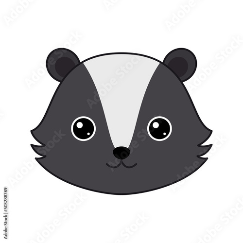 Cute Skunk face isolated on white background