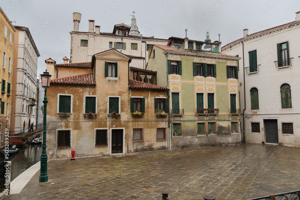 Buildings in the Streets of Venice, Italy.